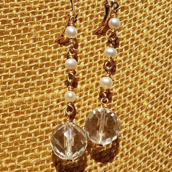 Pearls with Lucite Clear Necklace Earrings Set💋💋 - Picture 3 of 11